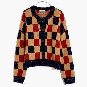 Madewell Checkered Colburne Cardigan Sweater Sz L